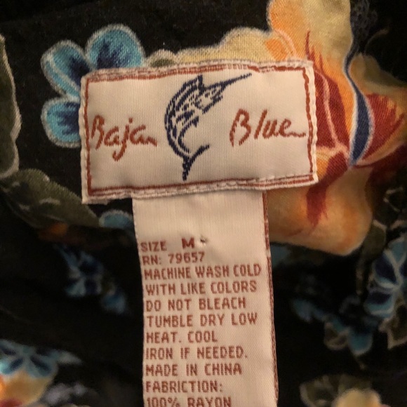 Bajan Blue Button Down Shirt Medium - Picture 6 of 9